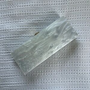 Boutique Elegant White Marbled Clutch and Shoulder Purse